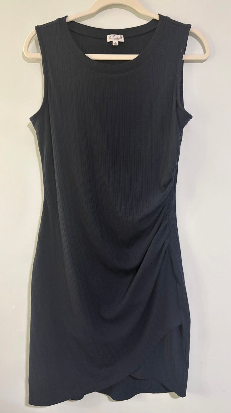 AVLN Studio Black Ruched Draped Bodycon Mini Dress Size M